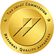 Gold circular quality seal badge with a diagonal stripe and'Quality' text, indicating certification of top quality.